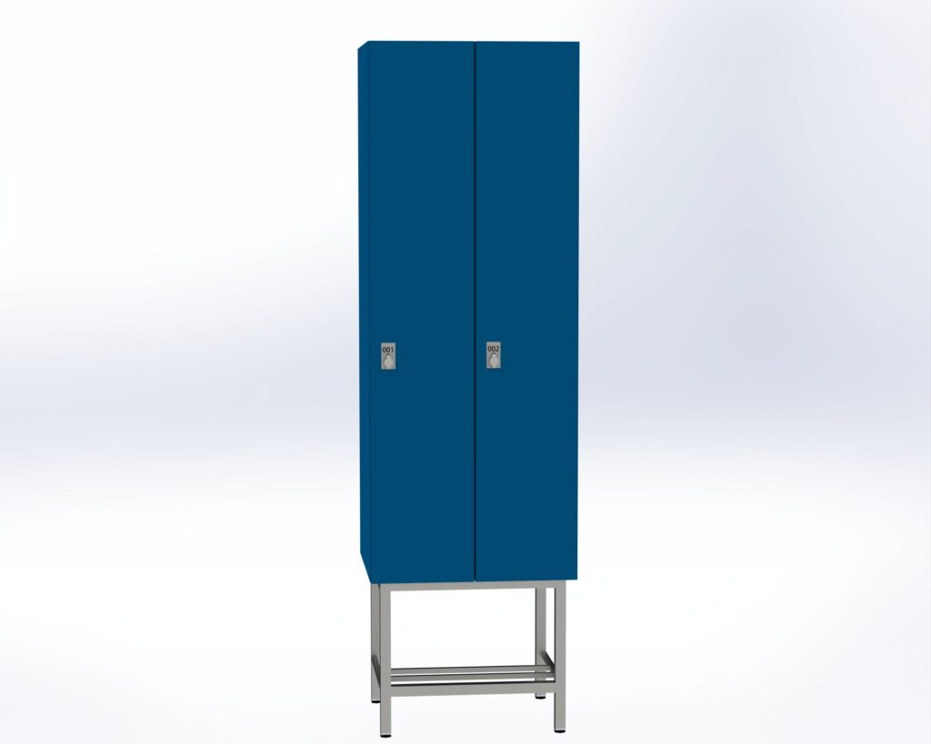 Trockenraum-Spind mit Untergestell - 2 Abt. Enzianblau Drehriegel