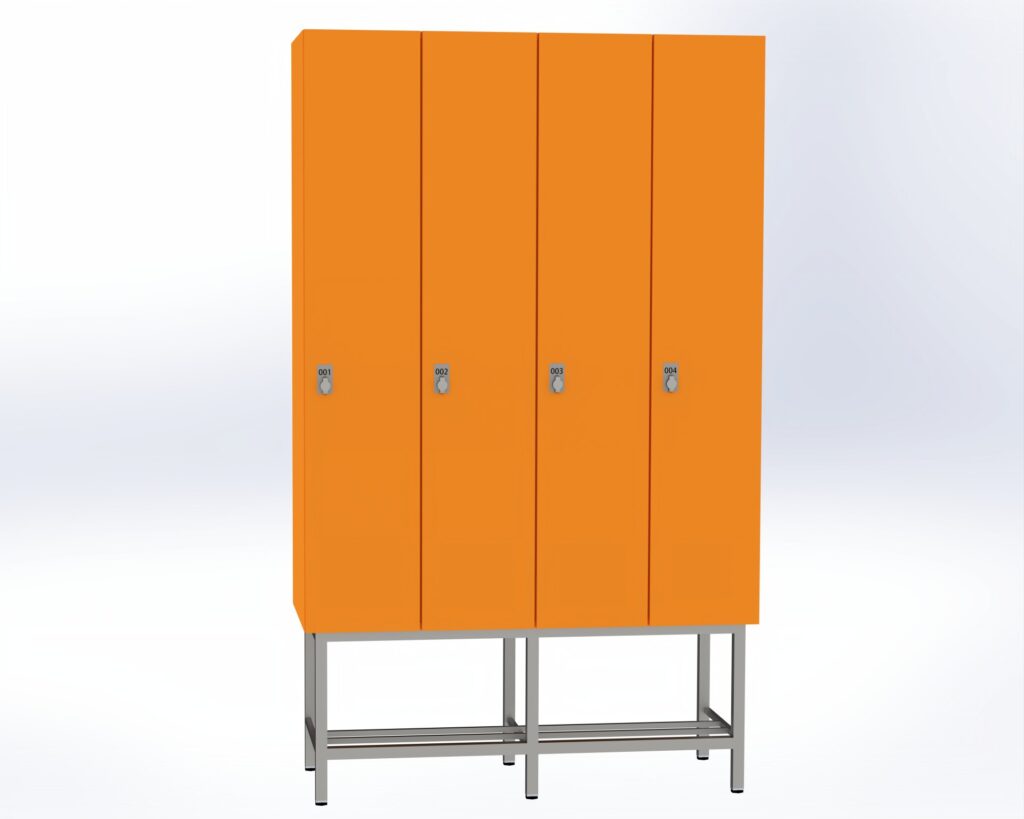 Trockenraum-Spind mit Untergestell - 4 Abt. Mandarin Drehriegel