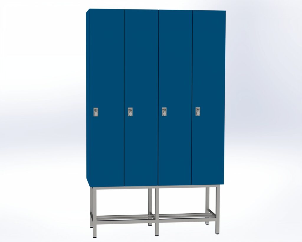 Trockenraum-Spind mit Untergestell - 4 Abt. Enzianblau Drehriegel