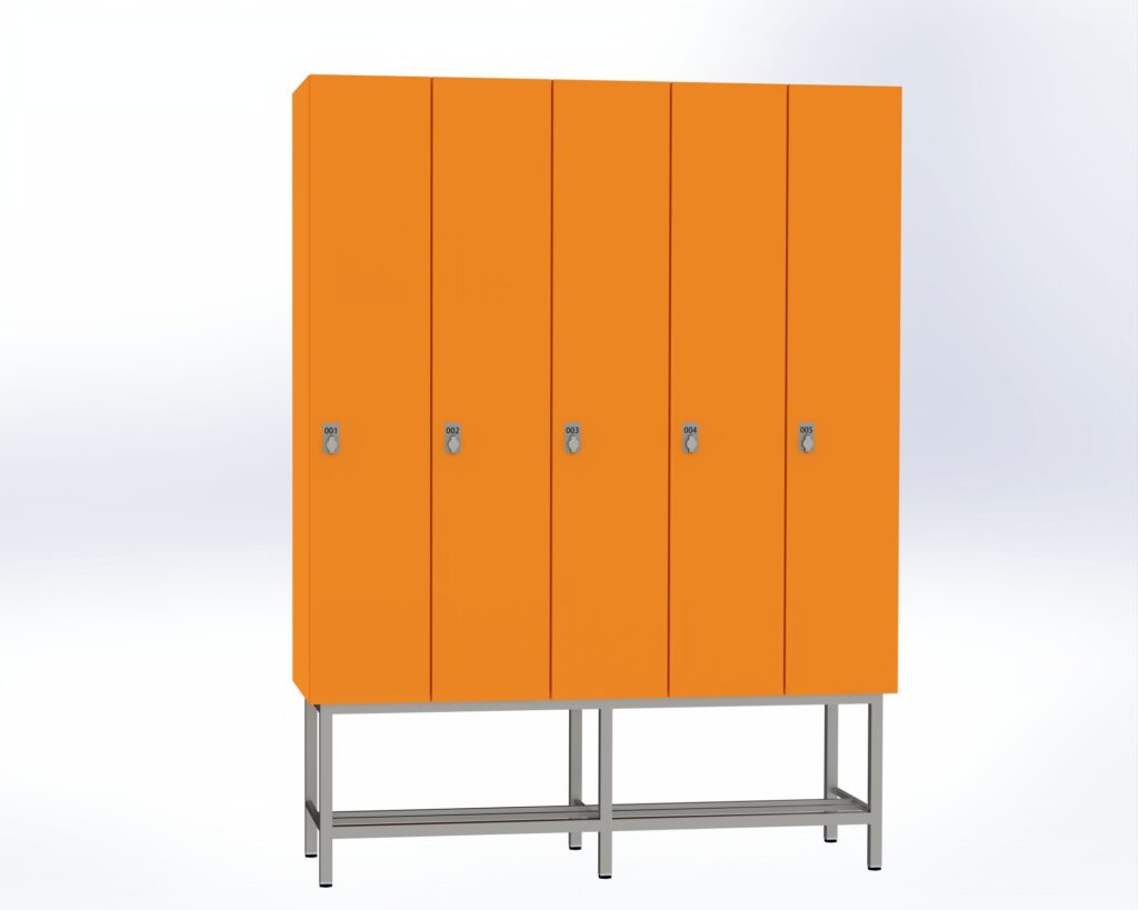 Trockenraum-Spind mit Untergestell - 5 Abt. Mandarin Drehriegel