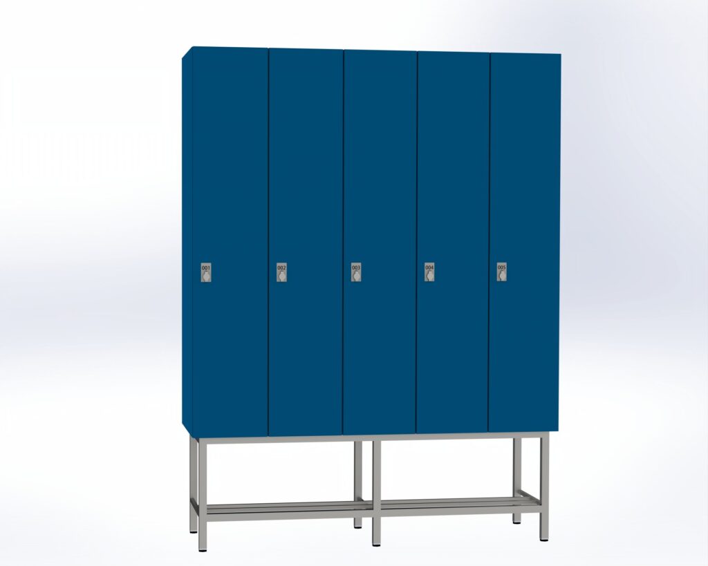 Trockenraum-Spind mit Untergestell - 5 Abt. Enzianblau Drehriegel