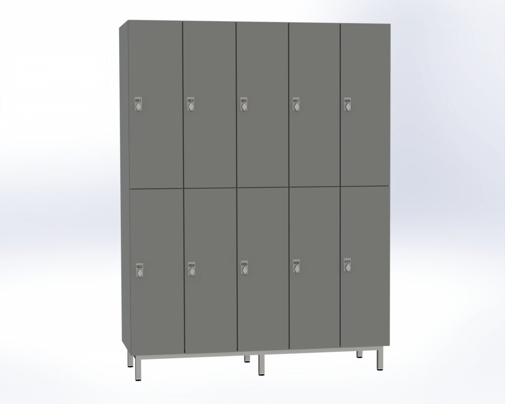 Trockenraum-Spind auf Füßen - 5 Abt. Dunkelgrau Drehriegel