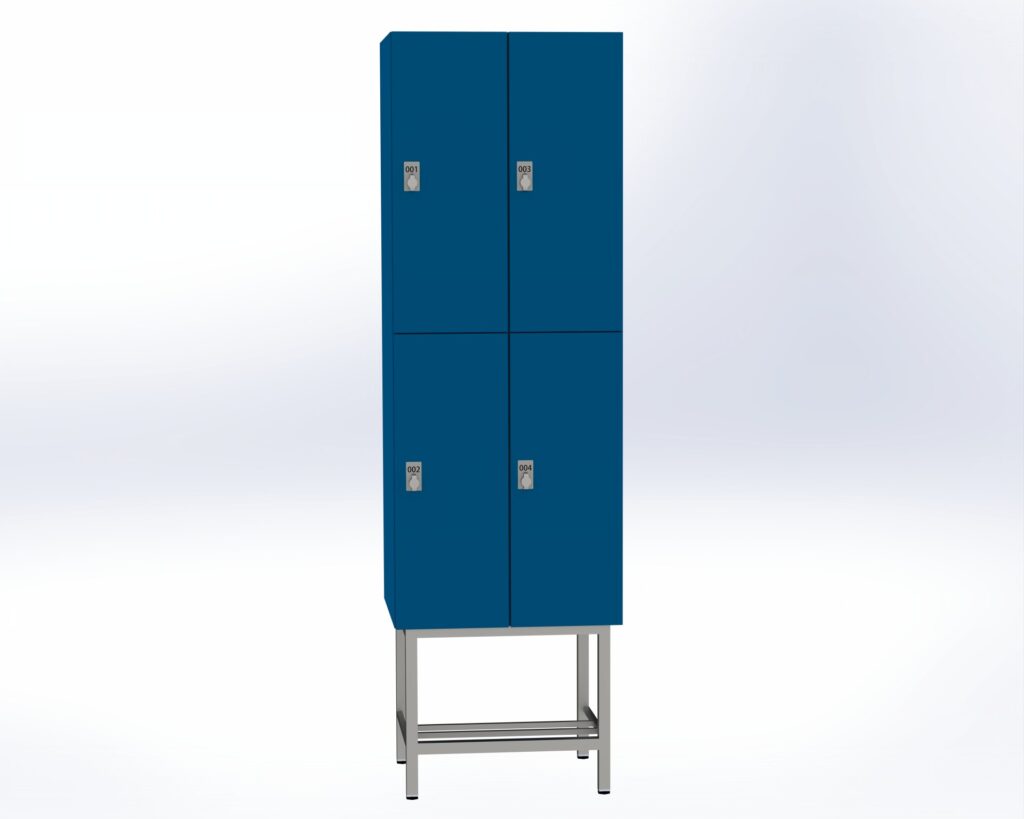 Trockenraum-Spind mit Untergestell - 2 Abt. Enzianblau Drehriegel