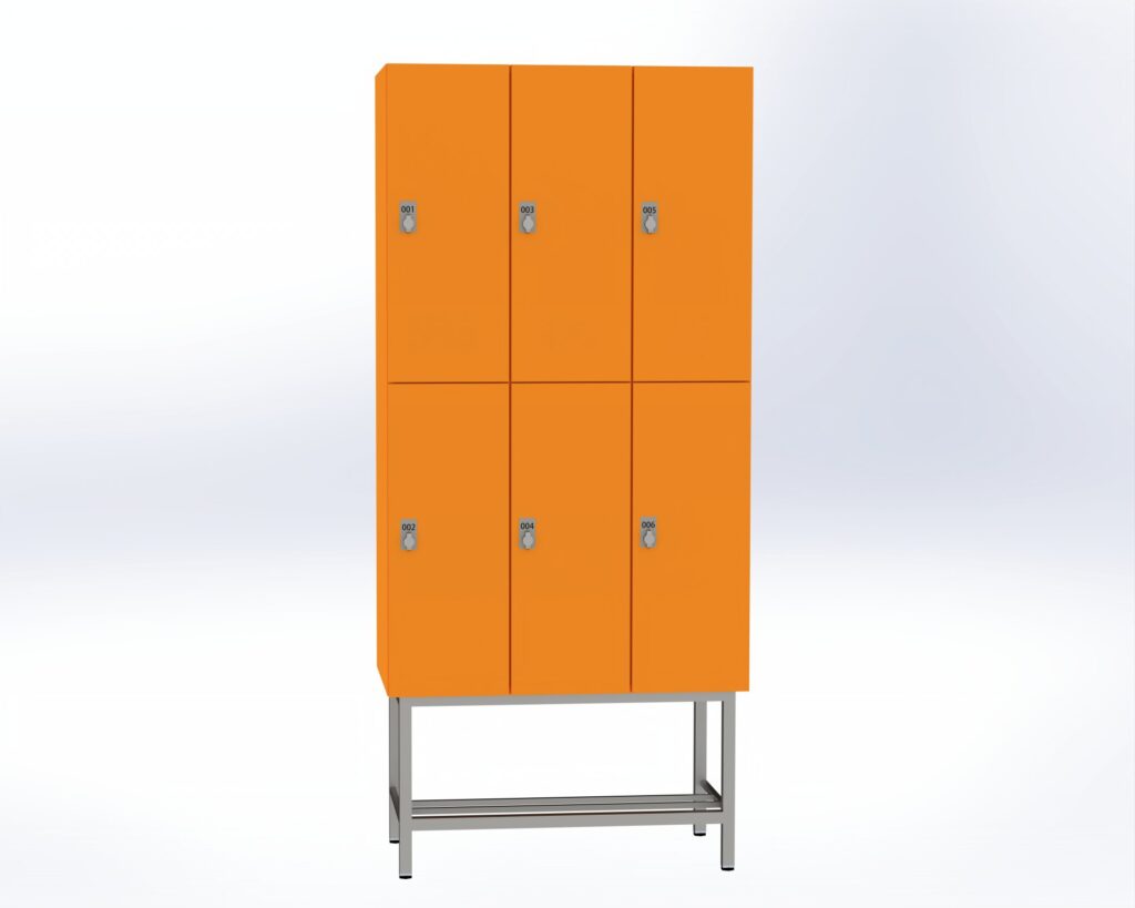Trockenraum-Spind mit Untergestell - 3 Abt. Mandarin Drehriegel