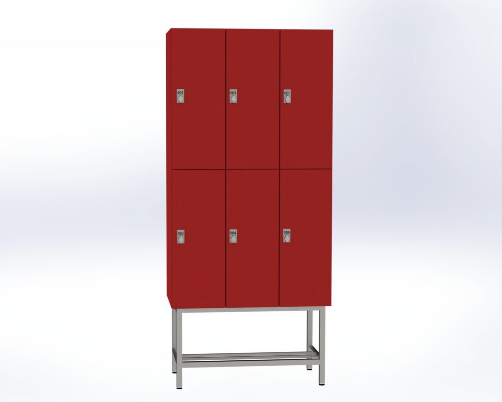 Trockenraum-Spind mit Untergestell - 3 Abt. Rot Drehriegel