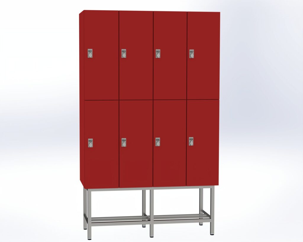 Trockenraum-Spind mit Untergestell - 4 Abt. Rot Drehriegel