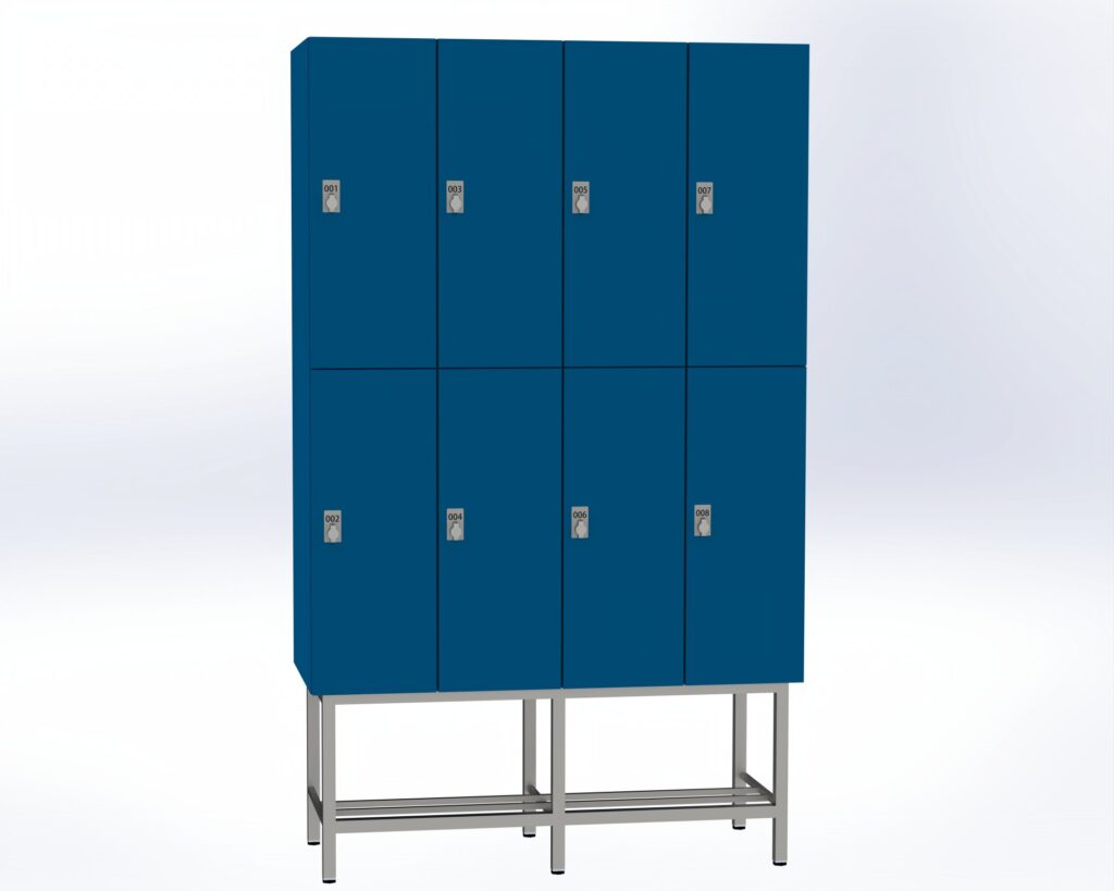 Trockenraum-Spind mit Untergestell - 4 Abt. Enzianblau Drehriegel