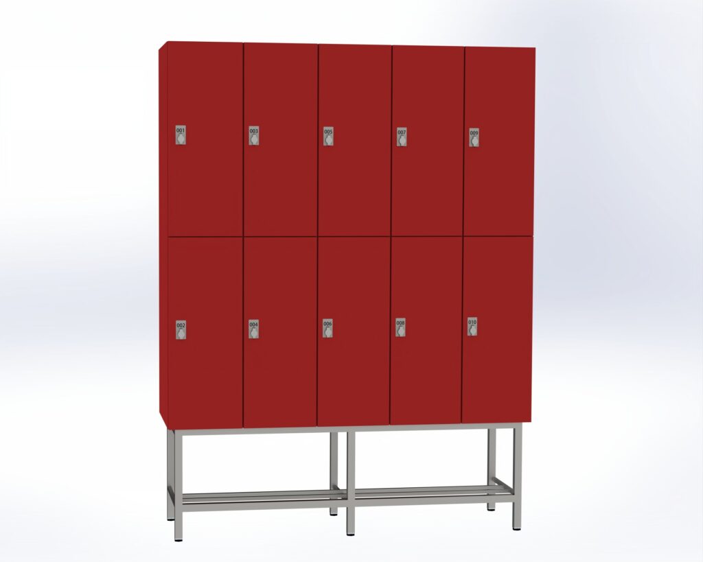 Trockenraum-Spind mit Untergestell - 5 Abt. Rot Drehriegel