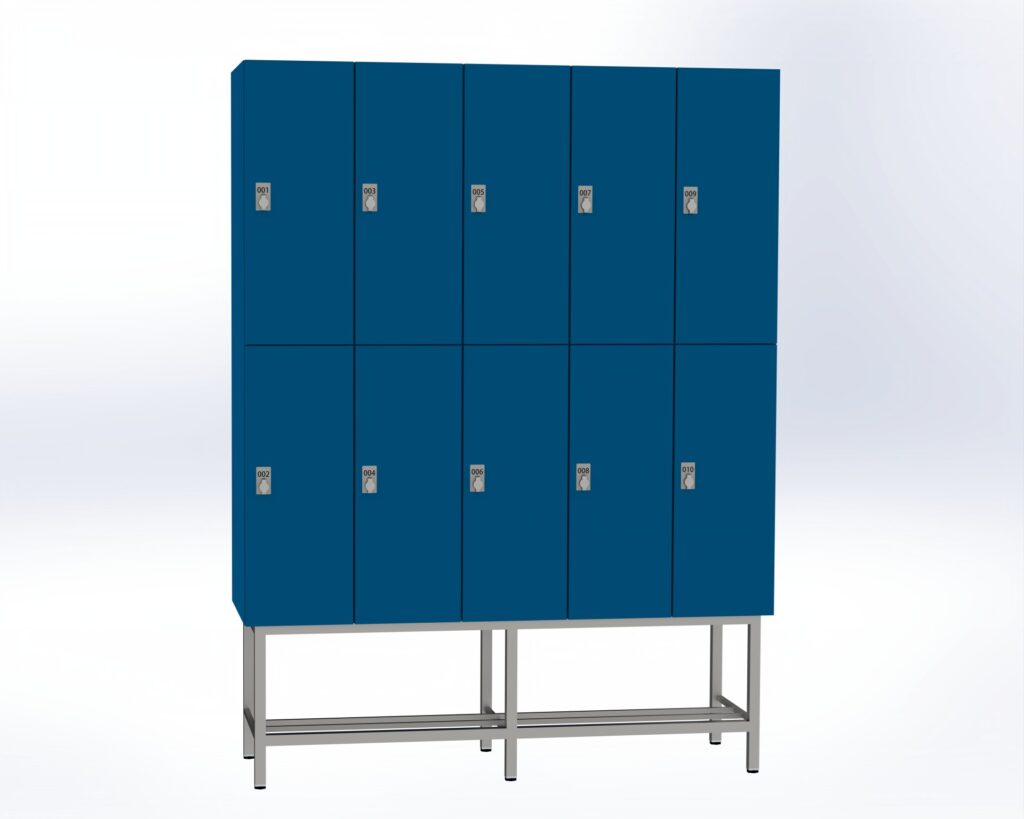 Trockenraum-Spind mit Untergestell - 5 Abt. Enzianblau Drehriegel