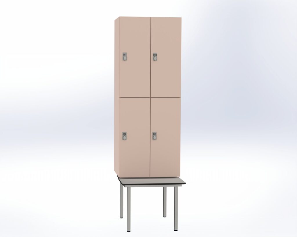 Trockenraum-Spind mit Untergebauter Sitzbank  - 2 Abt. Orichdee Drehriegel