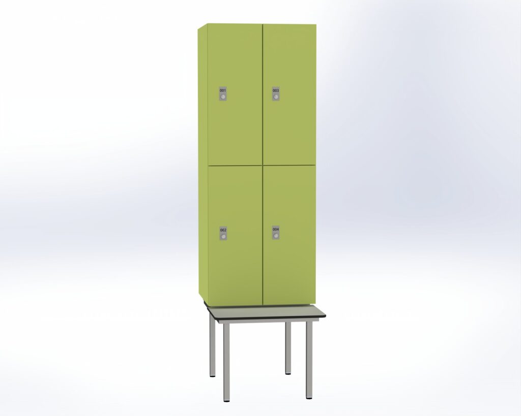 Trockenraum-Spind mit Untergebauter Sitzbank  - 2 Abt. Vivo Zylinderschloss