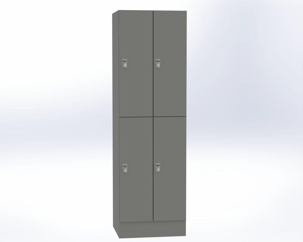 Trockenraum-Spind auf Sockel   - 2 Abt. Dunkelgrau Drehriegel