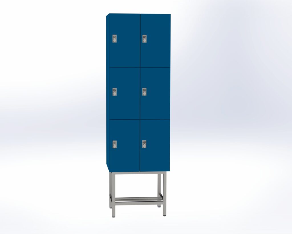 Trockenraum-Spind mit Untergestell - 2 Abt. Enzianblau Drehriegel