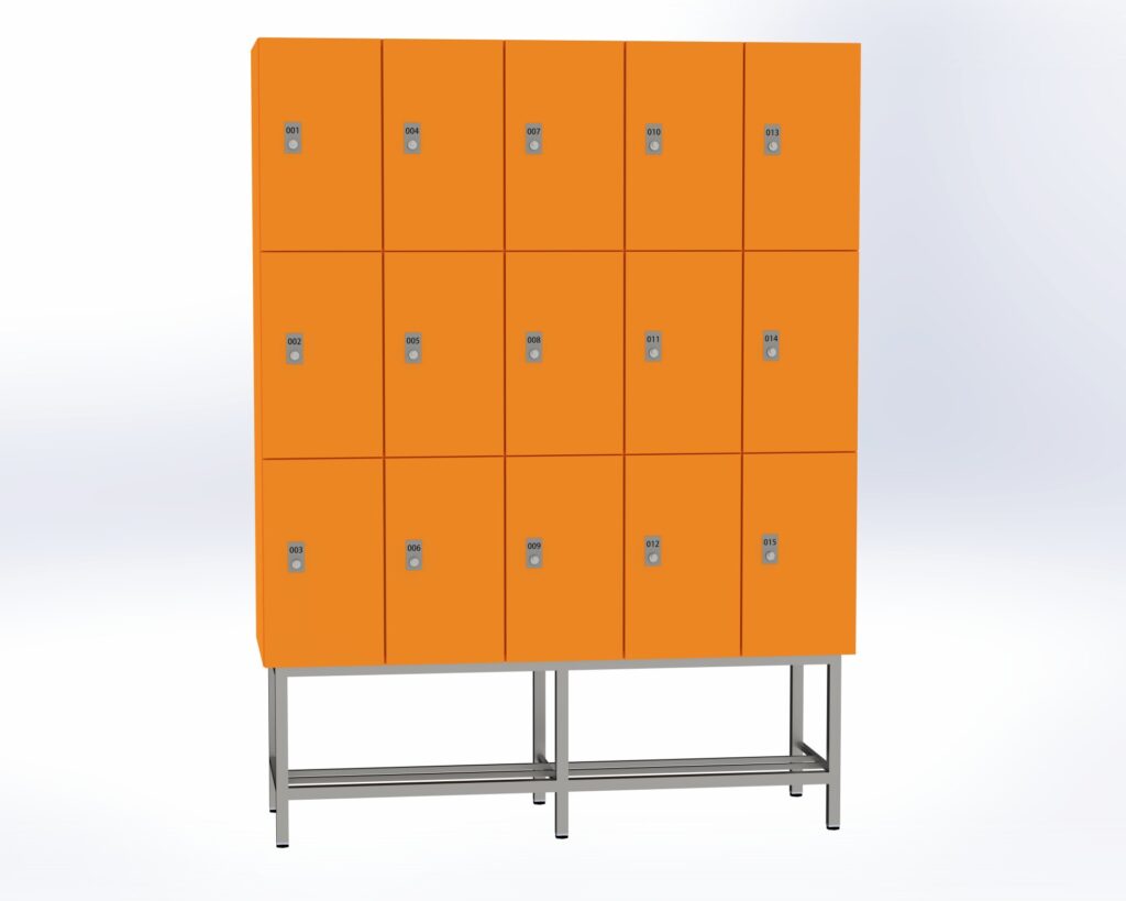 Trockenraum-Spind mit Untergestell - 5 Abt. Mandarin Zylinderschloss