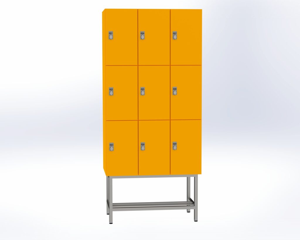 Trockenraum-Spind mit Untergestell - 3 Abt. Mango Drehriegel