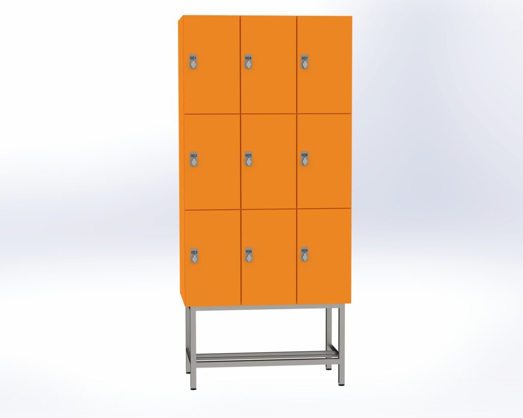 Trockenraum-Spind mit Untergestell - 3 Abt. Mandarin Drehriegel