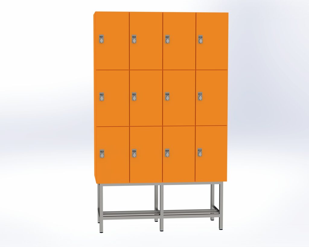 Trockenraum-Spind mit Untergestell - 4 Abt. Mandarin Drehriegel