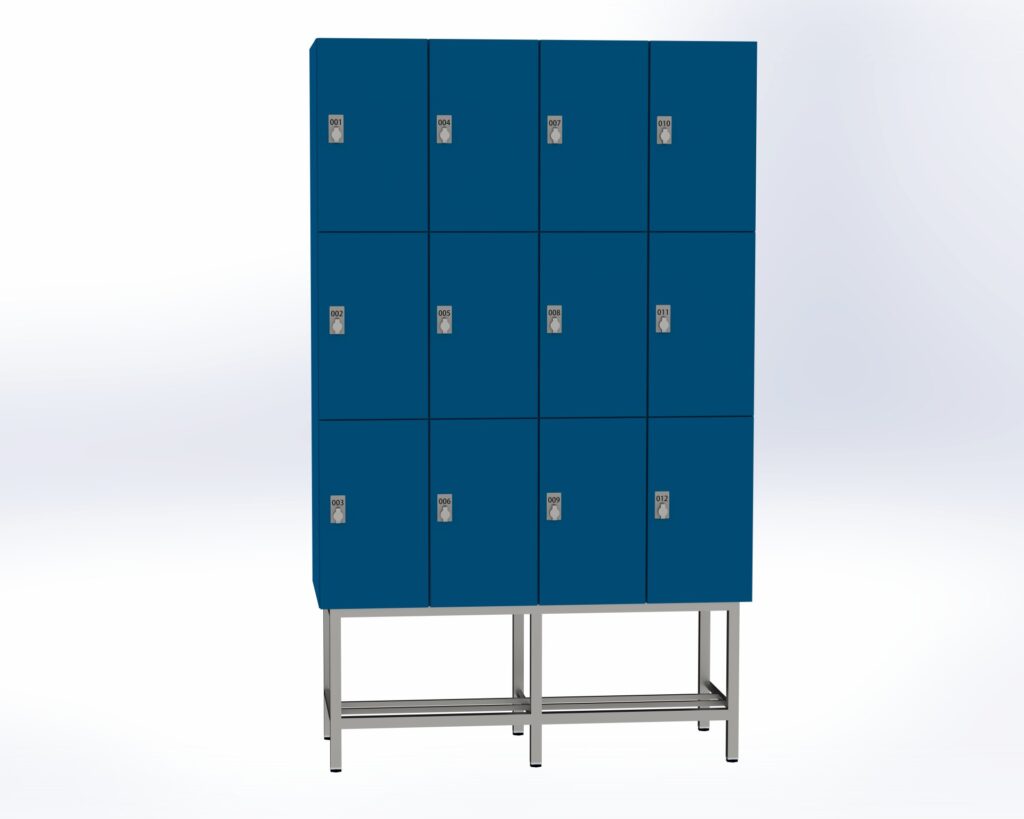 Trockenraum-Spind mit Untergestell - 4 Abt. Enzianblau Drehriegel